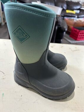 Muck Boot Kids C9 Youth Tall Rain Boot Waterproof Teal Fade Barn Rain EUC